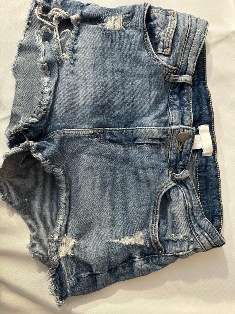 H&M Light Wash Denim Shorts with Contrast Stitching